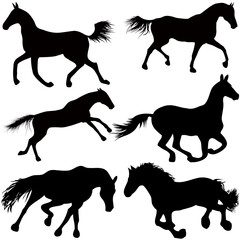 Silhouette of a horse jump young stallion running. Vector illustration.