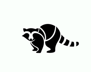 Fototapeta premium black silhouette raccoon be careful logo symbol design template illustration inspiration