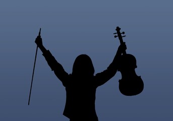 the shadow of young girl playing on the cello © BillionPhotos.com