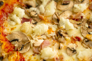 pizza with mushrooms and cheese