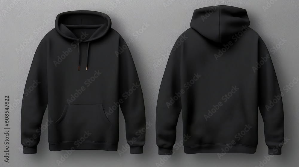 Wall mural a black hoodie on a grey background, perfect for showcasing your designs. generative ai - Wall murals
