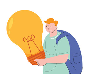 Men Holding Light Bulbs Cartoon Character
