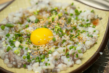 Chopped octopus on a plate,Korean food