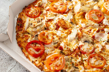 pizza with tomato and cheese