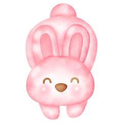 Watercolor cute pink bunny rabbit.