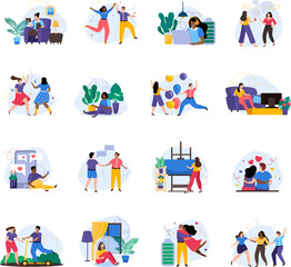 Introvert And Extrovert People Flat Icons