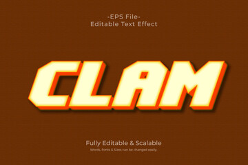 Clam style editable 3d text effect vector