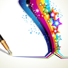 Colorful background with old pen