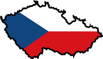 Fototapeta premium Illustration of flag in map of Czech Republic