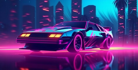 Futuristic Synthwave Retrowave wallpaper that will make your device stand out. Generative AI