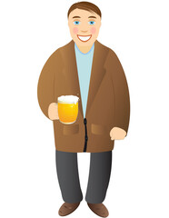cheerful tipsy man standing with beer mug