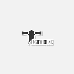 Lighthouse word logo icon sticker - obrazy, fototapety, plakaty