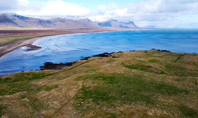 Fototapeta na wymiar Aerial view of the beautiful landscape with the nature of Iceland