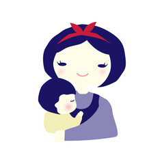 赤ちゃんを抱っこして育児をしているお母さん