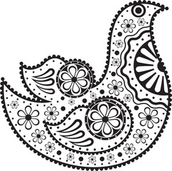 Decorative bird on the white background
