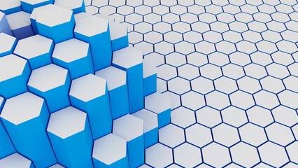 Abstract blue hexagon shapes background,geometric background,3d rendering