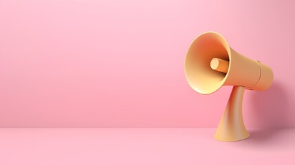 A 3D megaphone rendered in pastel color muted hues against a clean background, exemplifying the concept of marketing announcements and modern communication strategies. Generative AI