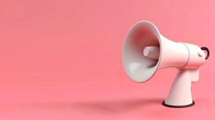 A 3D megaphone rendered in pastel color muted hues against a clean background, exemplifying the concept of marketing announcements and modern communication strategies. Generative AI