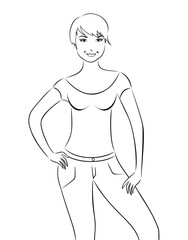 Illustration pretty girl isolated on white background - vector