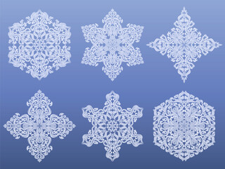 Set of decorative christmas snowflakes. Vector illustration.