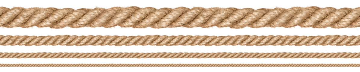 Set of various ropes string isolated. Png transparency
