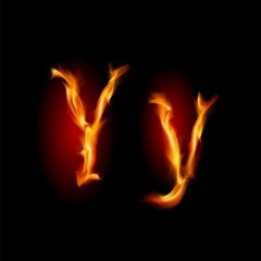 Fototapeta premium Fiery font. Letter Y. Illustration on black background