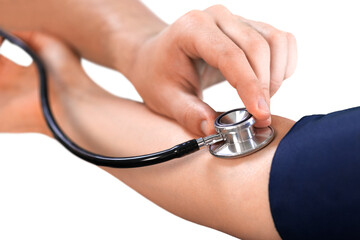 Doctor Using a Stethoscope on Patient's Arm