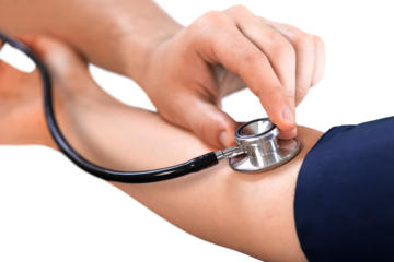 Doctor Using a Stethoscope on Patient's Arm