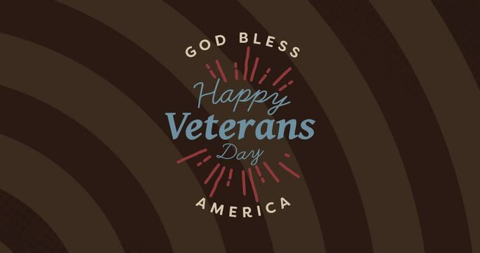 Animation of veterans day text over brown stripes