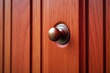 Closeup doorknob of wooden door between open or close. Generative AI