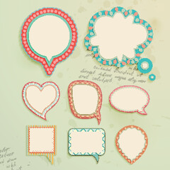 Vintage paper bubbles for speech. Vector illustration.