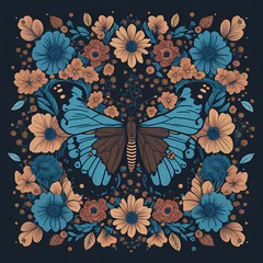 Möbelaufkleber Fluttering Delight: A Generative AI's Cute Blue Butterfly Dances with Grace and Colorful Splendor © Valentina