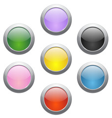 Set of seven colored glossy icons