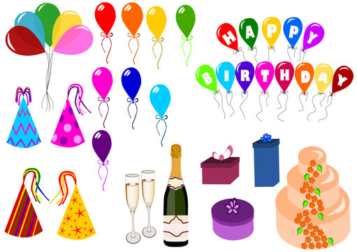 Set of different elements for party or celebration