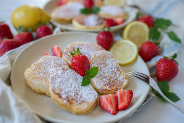 European breakfast pancakes and berries