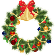 Fototapeta na wymiar Christmas wreath for winter holydays designs. Vector illustration.