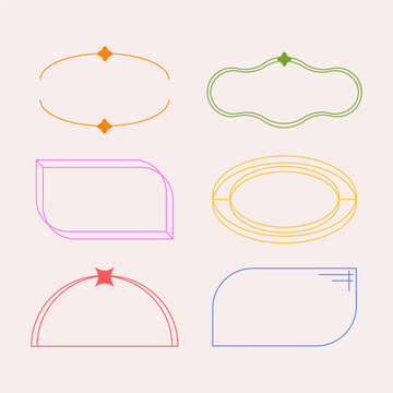 Set of aesthetic linear geometric frames. Modern minimalist decorative vector frames for social media, print, postcards