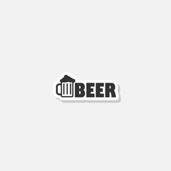 Beer icon sticker isolated on white