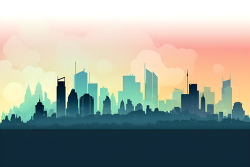 Fototapeta na wymiar city skyline sunset illustration