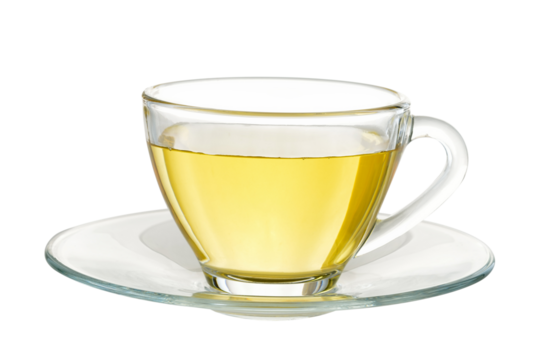 Glass cup of  tea isolated on transparent png