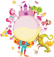 Naklejka premium vector illustration of a princess set