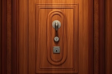 Doorway with digital locking on a sturdy wood door. Digital security at its finest. Generative AI
