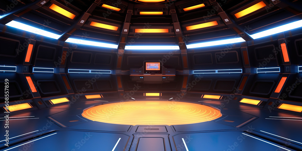 Poster a sci - fi scene of a futuristic space station. generative ai.