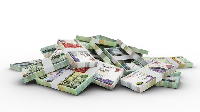 3D rendering of Stacks of Egyptian pound notes