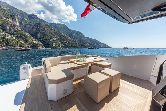 yacht view on board on the sea
