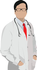 Fototapeta premium Medical doctor with stethoscope. Vector illustration
