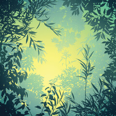 A Floral Background with Trees and Leaves