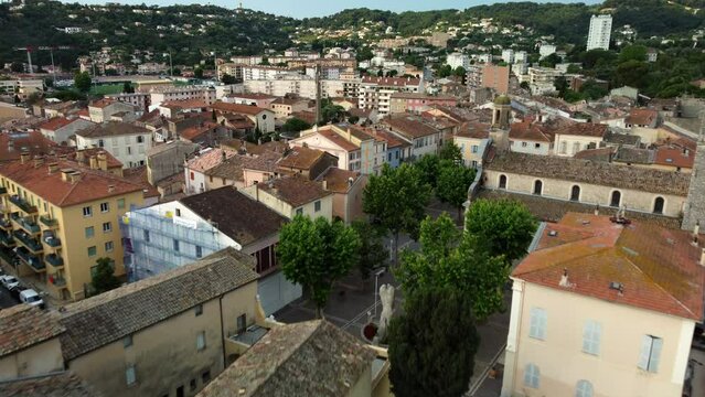 view of the place in front of the castle of vallauris