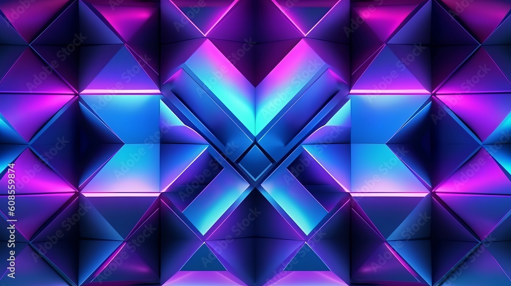Poster an abstract background with blue and purple squares. generative ai