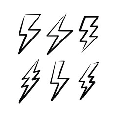 Lightning bolt sketch hand drawn